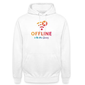 Offline Is The New Luxury - Unisex Hoodie - white - Front - AI Model Male 185 dark (185cm) & AI Model Female 172 dark (172cm)