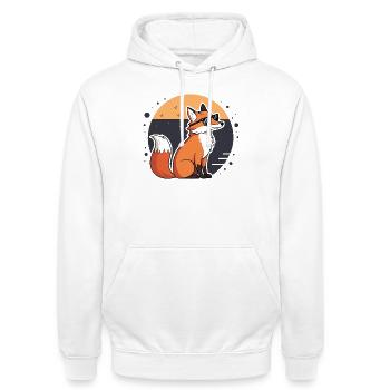 Renard Soleil Lunettes Noires - Sweat-shirt à capuche unisexe - blanc - Devant - AI Model Male 185 dark (185cm) & AI Model Female 172 dark (172cm)
