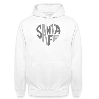 Santa Fe Typographic Logo - Unisex Hoodie - Weiß - Vorne - AI Model Male 185 dark (185cm) & AI Model Female 172 dark (172cm)