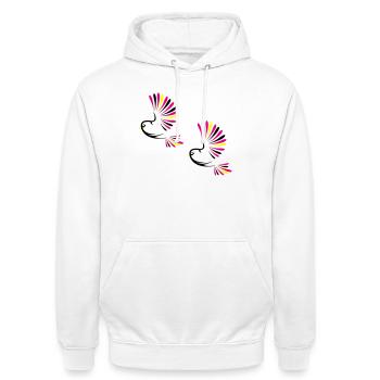 Vogel Bird - Sweat-shirt à capuche unisexe - blanc - Devant - AI Model Male 185 dark (185cm) & AI Model Female 172 dark (172cm)