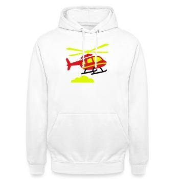 Rettungshubschrauber Notarzt - Unisex Hoodie - Weiß - Vorne - AI Model Male 185 dark (185cm) & AI Model Female 172 dark (172cm)