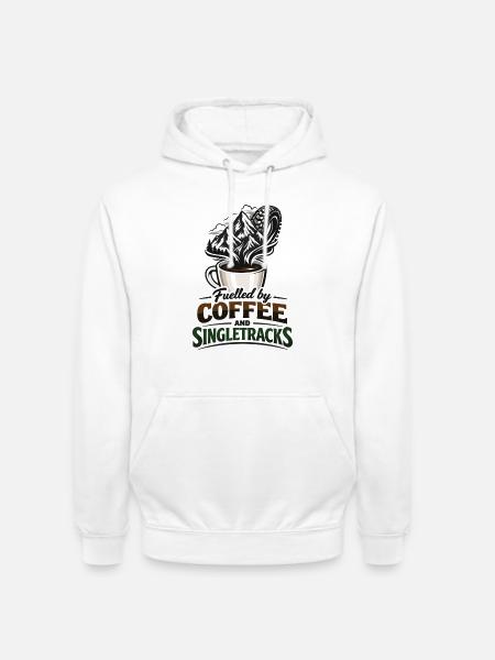 Fuelled by Coffee & Singletracks MTB Kaffeetasse - Unisex Hoodie - Weiß