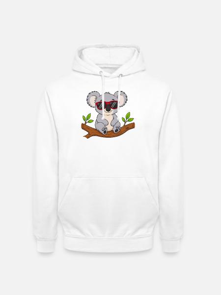 Cooler Koala mit roter Sonnenbrille  - Unisex Hoodie - Weiß
