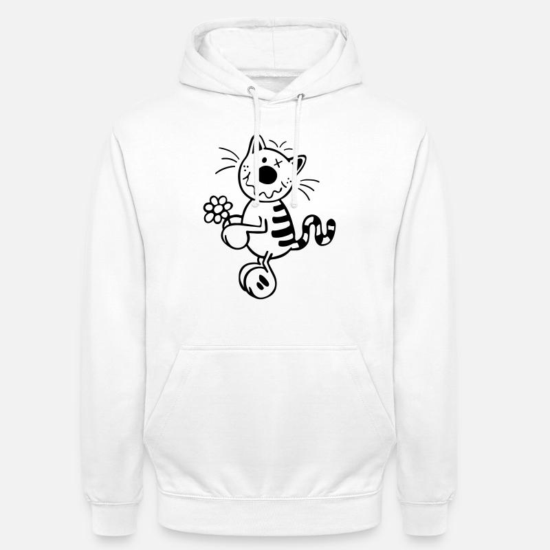 Chat avec la fleur - Sweat-shirt à capuche unisexe - blanc