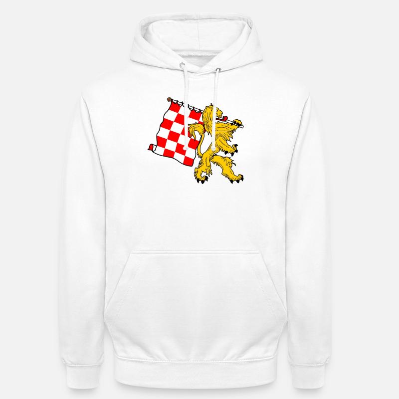 Lion avec drapeau Brabant-Septentrional Drapeau brabançon - Sweat-shirt à capuche unisexe - blanc