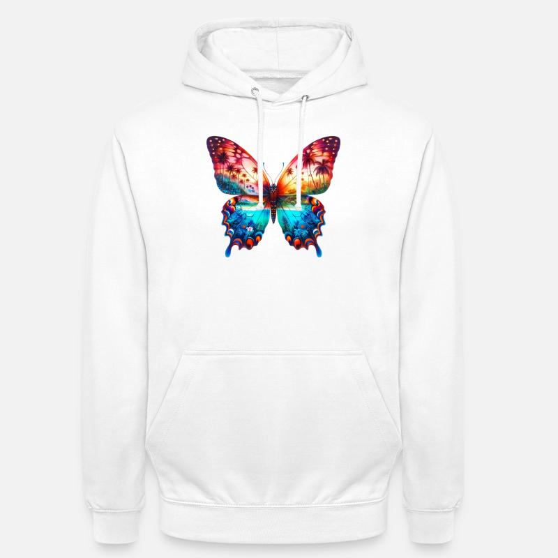 Papillon - Sweat-shirt à capuche unisexe - blanc