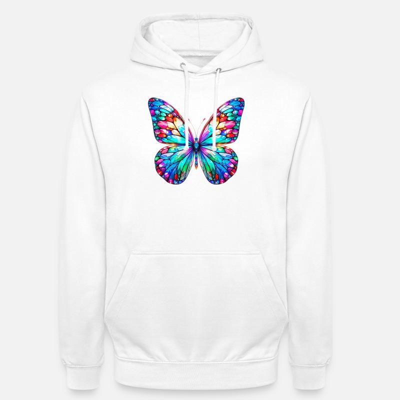 Papillon - Sweat-shirt à capuche unisexe - blanc
