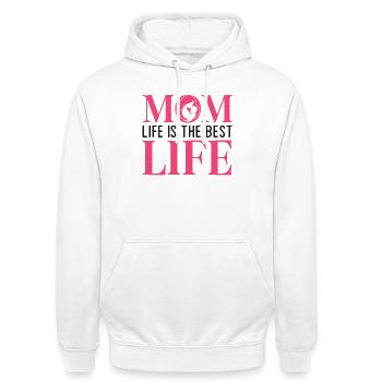 Das Leben der Mutter ist das beste Leben - Unisex Hoodie - Weiß - Vorne - AI Model Male 185 dark (185cm) & AI Model Female 172 dark (172cm)