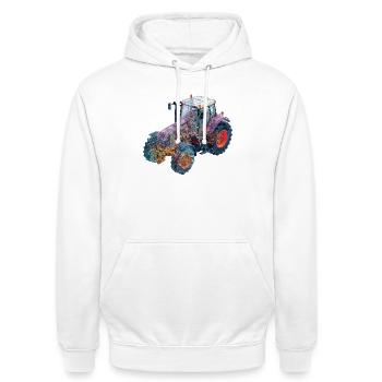 CAD-Röntgen-Traktor Farbenspiel Illustration - Unisex Hoodie - Weiß - Vorne - AI Model Male 185 dark (185cm) & AI Model Female 172 dark (172cm)