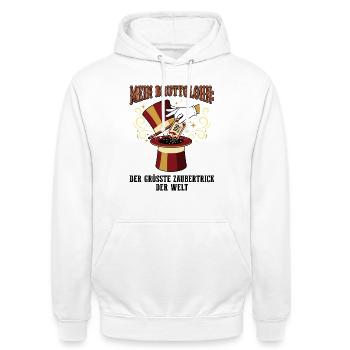 My gross salary magic trick - Unisex Hoodie - white - Front - AI Model Male 185 dark (185cm) & AI Model Female 172 dark (172cm)