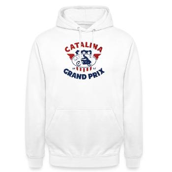 Grand Prix Catalina Vintage-Motorrad - Unisex Hoodie - Weiß - Vorne - AI Model Male 185 dark (185cm) & AI Model Female 172 dark (172cm)