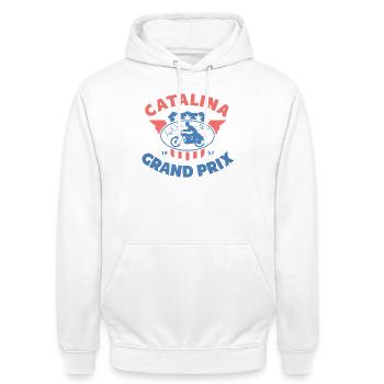 Catalina Grand Prix Vintage-Motorrad - Unisex Hoodie - Weiß - Vorne - AI Model Male 185 dark (185cm) & AI Model Female 172 dark (172cm)