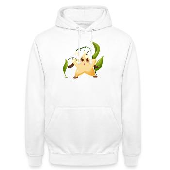 Twinki l'étoile découvre le joli muguet  - Sweat-shirt à capuche unisexe - blanc - Devant - AI Model Male 185 dark (185cm) & AI Model Female 172 dark (172cm)
