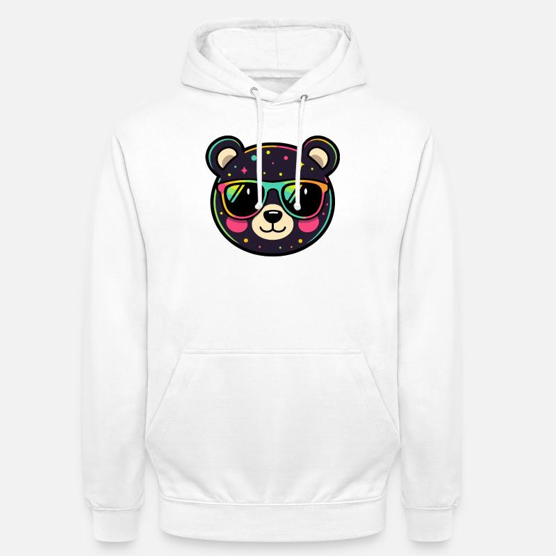 Panda néon polychrome avec lunettes - Sweat-shirt à capuche unisexe - blanc