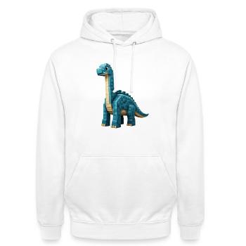 Pixel Brontosaurus - Unisex Hoodie - Weiß - Vorne - AI Model Male 185 dark (185cm) & AI Model Female 172 dark (172cm)