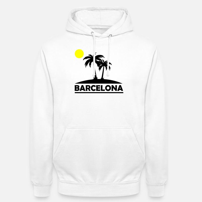 Plage de Barcelone - Sweat-shirt à capuche unisexe - blanc