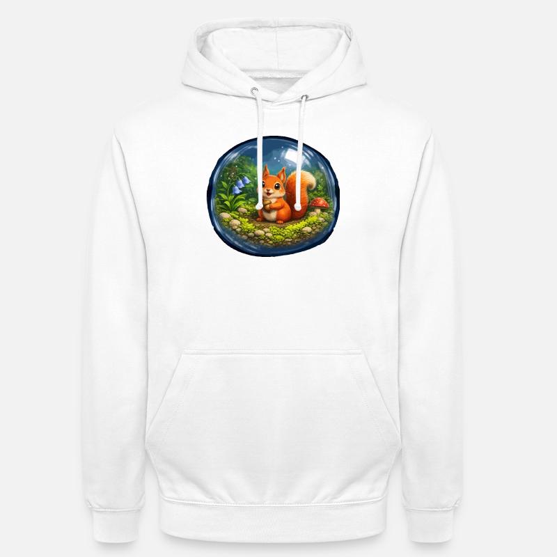 Märchenhörnchen in Glaskugel - Unisex Hoodie - Weiß