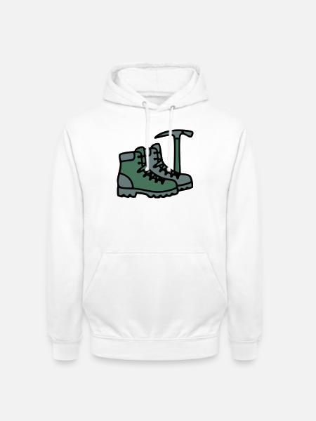 Wanderschuhe Eispickel Bergsteiger Alpen Wanderer - Unisex Hoodie - white