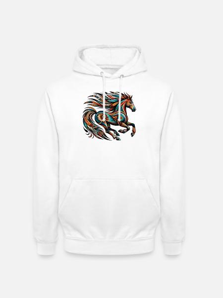 Indianisches Pferd Orange - Unisex Hoodie - Weiß