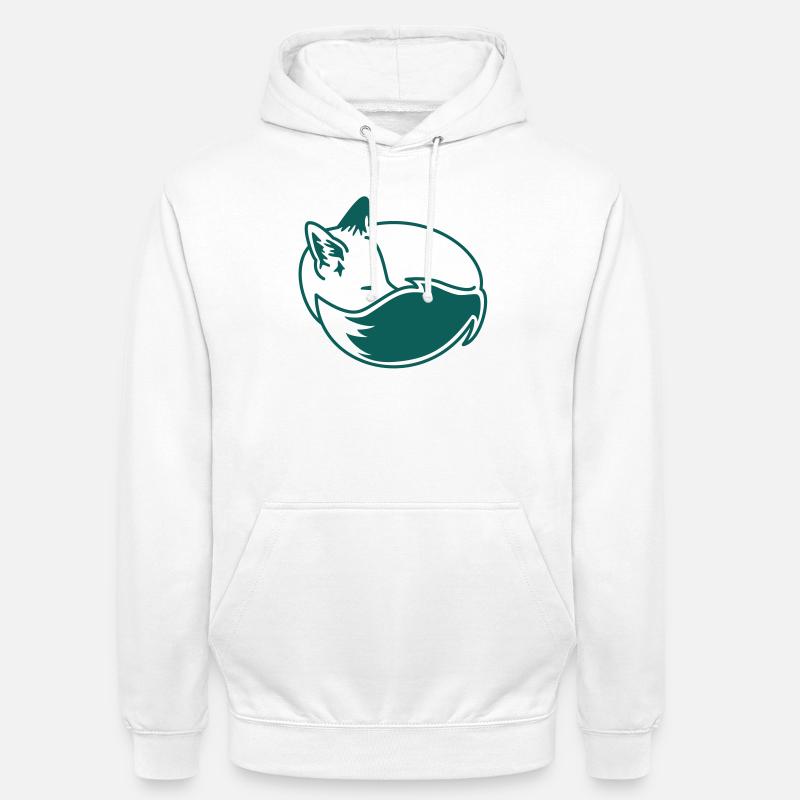 Fuchs eingekuschelt – Kawaii Fox Cartoon Design - Unisex Hoodie - Weiß
