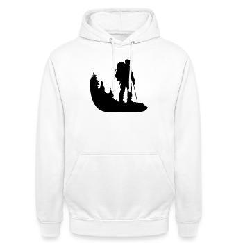 Bergsteiger - Unisex Hoodie - Weiß - Vorne - AI Model Male 185 dark (185cm) & AI Model Female 172 dark (172cm)