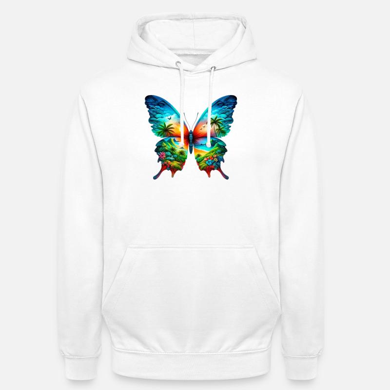Papillon - Sweat-shirt à capuche unisexe - blanc