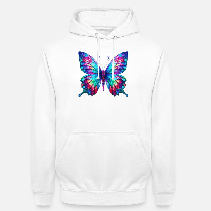 Papillon - Sweat-shirt à capuche unisexe - blanc