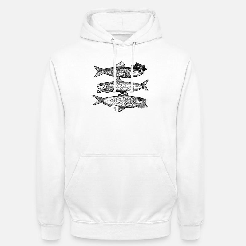 3 Poissons - Sweat-shirt à capuche unisexe - blanc