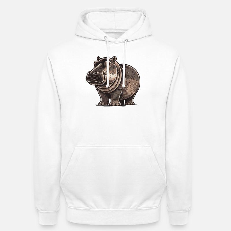 Hippopotame - Sweat-shirt à capuche unisexe - blanc