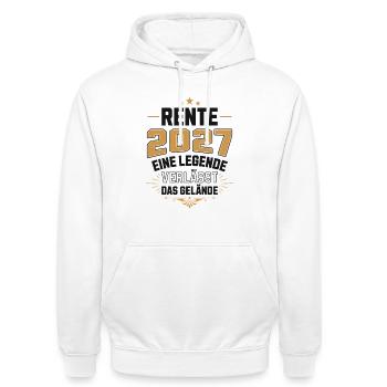Rente 2027 Rentner Rentnerin Legende Ruhestand - Unisex Hoodie - Weiß - Vorne - AI Model Male 185 dark (185cm) & AI Model Female 172 dark (172cm)