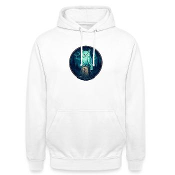 Emblème de la Rune de la Chouette de la Forêt de la Nuit - Sweat-shirt à capuche unisexe - blanc - Devant - AI Model Male 185 dark (185cm) & AI Model Female 172 dark (172cm)