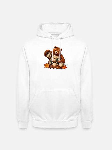 Bär brüht Pour-over-Kaffee - Unisex Hoodie - Weiß