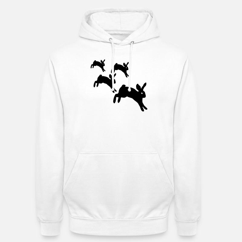 Lapins sautant - Sweat-shirt à capuche unisexe - blanc