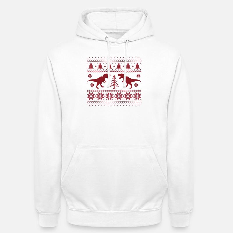 Dinosaurier-Weihnachtspullover - Unisex Hoodie - Weiß