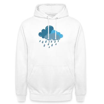 Wolke, Regen, Gewitter - Unisex Hoodie - Weiß - Vorne - AI Model Male 185 dark (185cm) & AI Model Female 172 dark (172cm)