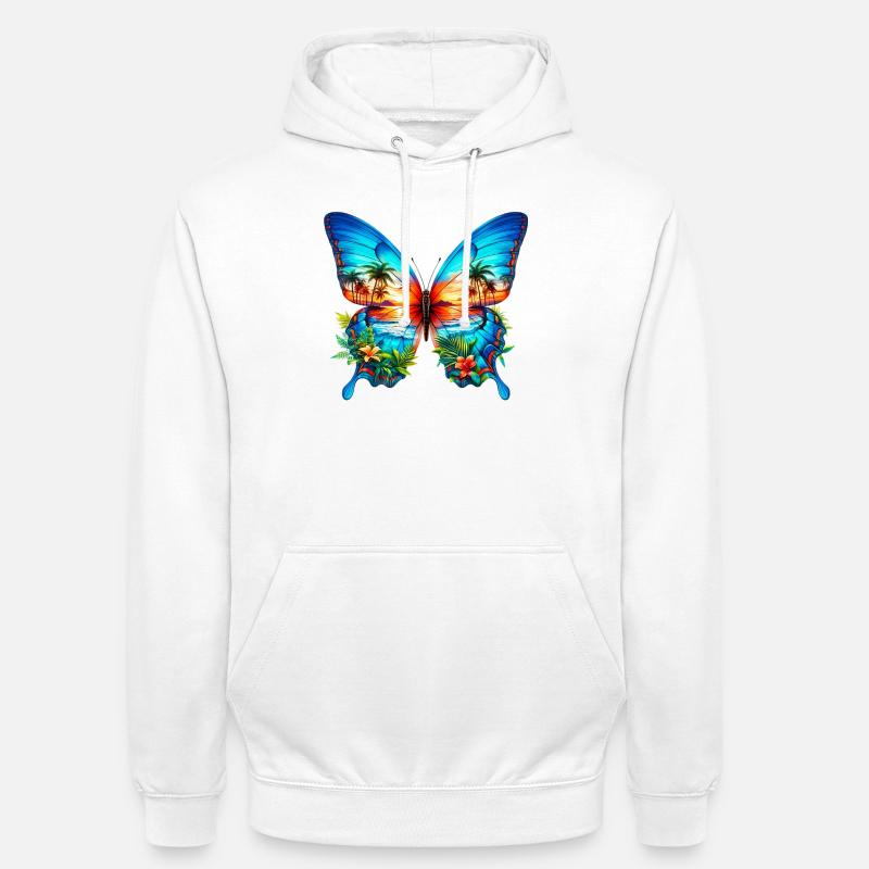 Papillon - Sweat-shirt à capuche unisexe - blanc
