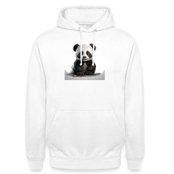 Bébé panda câlin sur un chemin de galets - Sweat-shirt à capuche unisexe - blanc - Devant - AI Model Male 185 dark (185cm) & AI Model Female 172 dark (172cm)