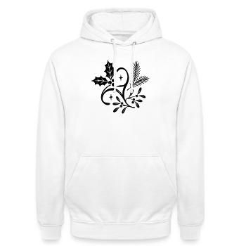 Mystic Yule mit Misteln, Tanne und Stechpalme - Unisex Hoodie - Weiß - Vorne - AI Model Male 185 dark (185cm) & AI Model Female 172 dark (172cm)