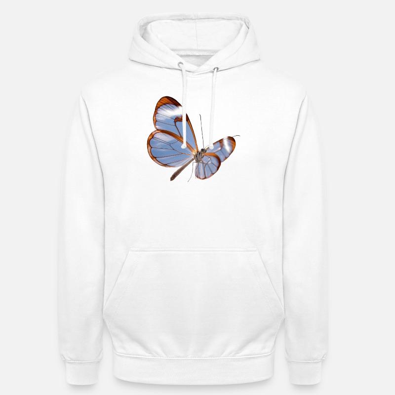 Conception transparente papillon Glasswing - Sweat-shirt à capuche unisexe - blanc
