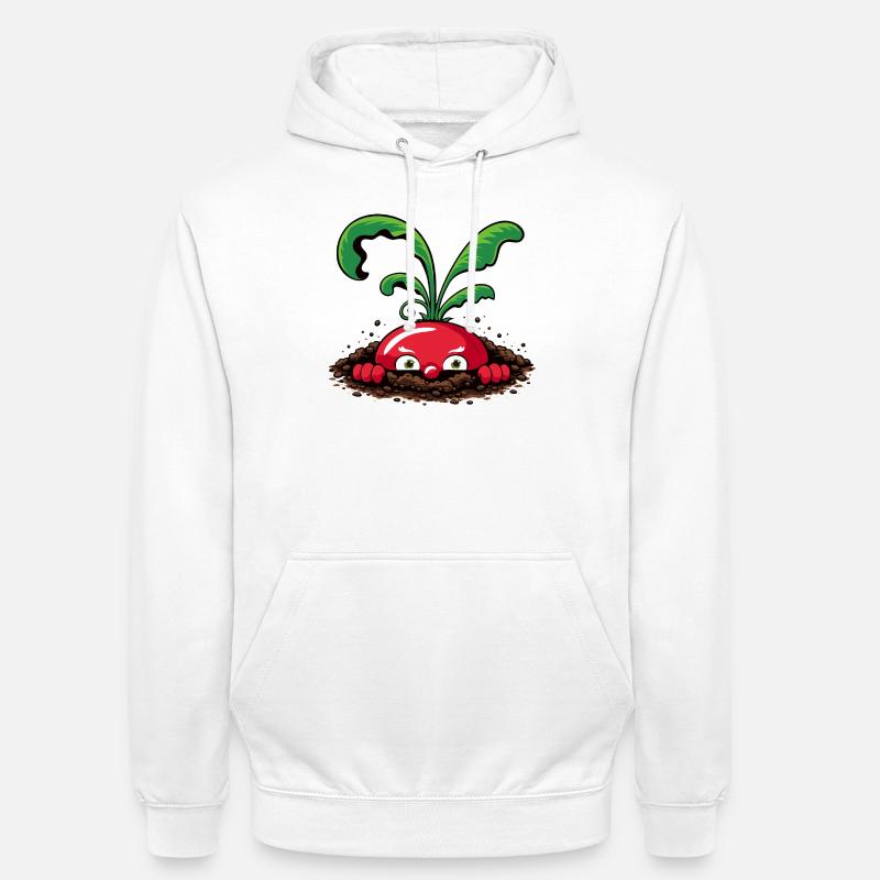 Neugieriges Radieschen aus der Erde  - Unisex Hoodie - Weiß