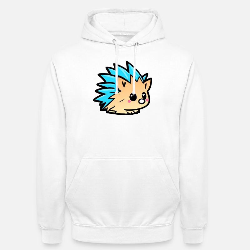 Dessin animé mignon de Kawaii Hedgehog Doodle - Sweat-shirt à capuche unisexe - blanc