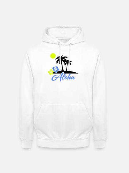 Aloha Hibiscus Neon Script - Unisex Hoodie - white
