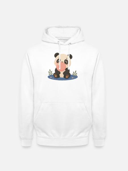 Süßer Panda mit großer Kaugummiblase - Unisex Hoodie - Weiß
