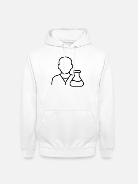 Wissenschaftler mit Laborflaschen-Linien-Symbol - Unisex Hoodie - Weiß