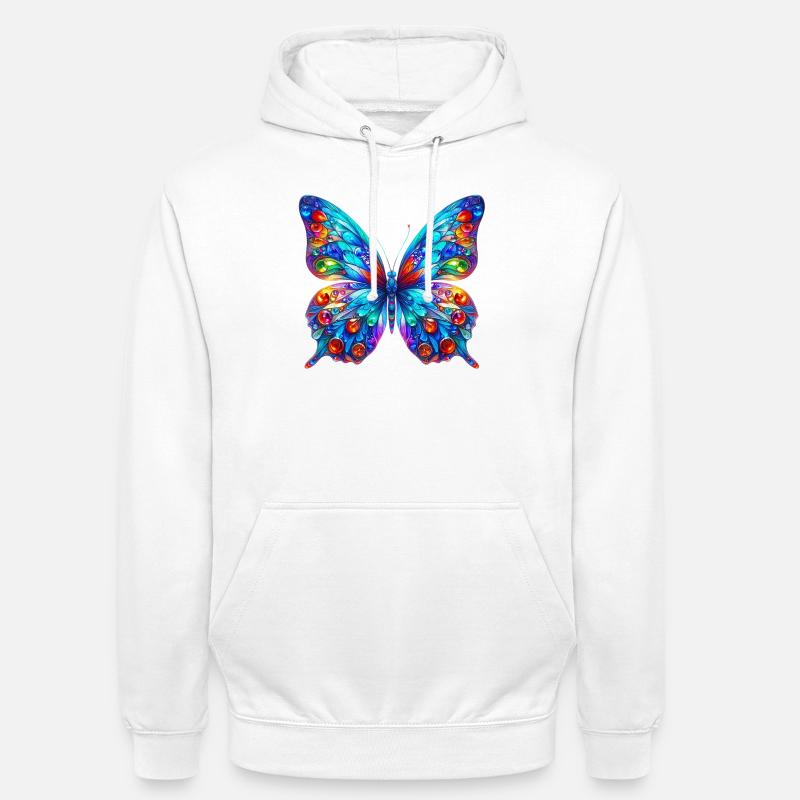 Papillon - Sweat-shirt à capuche unisexe - blanc
