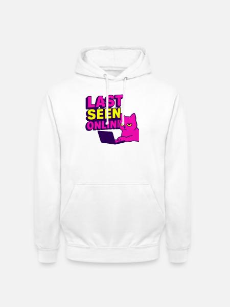 Sidst set online: Meme-design med irriteret kat - Hættetrøje unisex - hvid