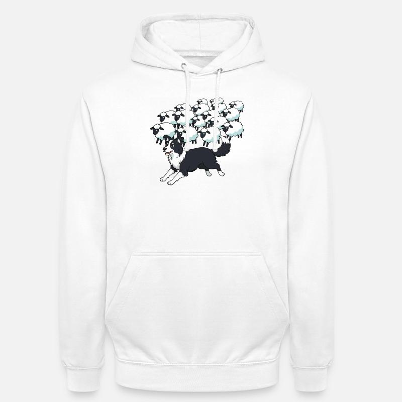 Border Collie i owce Clouds - Bluza z kapturem typu unisex - biały