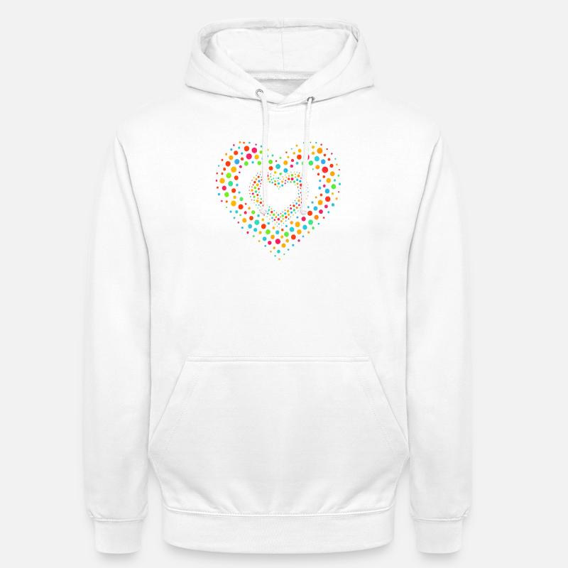 Rainbow Dot Heart Pattern Tee - Unisex Hoodie - white