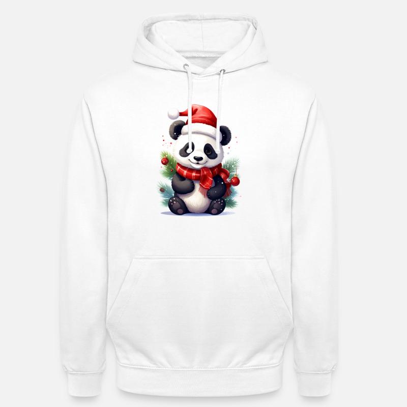 Mignon panda de Noël avec écharpe - Sweat-shirt à capuche unisexe - blanc