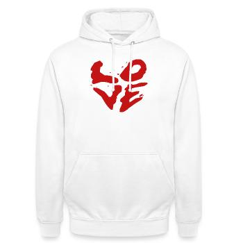 Liebe Pinselstil - Street Art - Unisex Hoodie - Weiß - Vorne - AI Model Male 185 dark (185cm) & AI Model Female 172 dark (172cm)